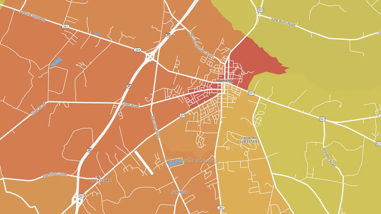 Davis Station, SC Map of Vehicle Theft Rates