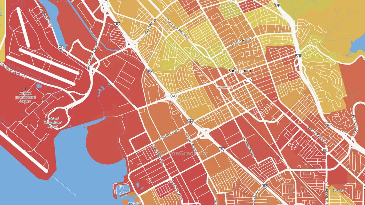 Davis Tract, San Leandro, CA Map of Vehicle Theft Rates