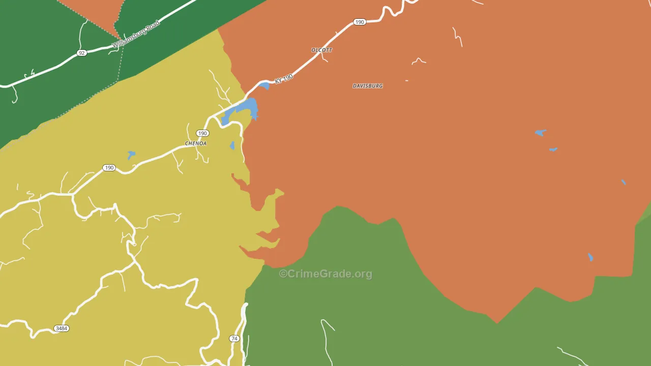 Davisburg, KY Map of Vehicle Theft Rates