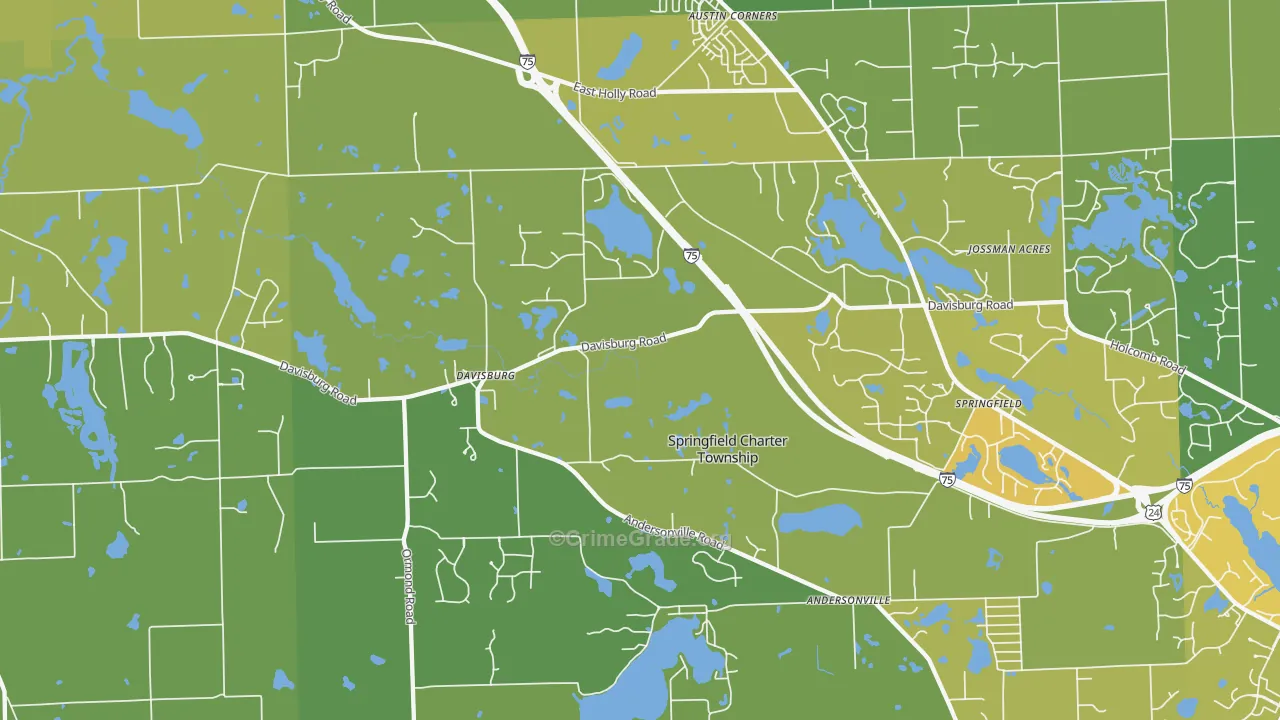 Davisburg, MI Map of Vehicle Theft Rates