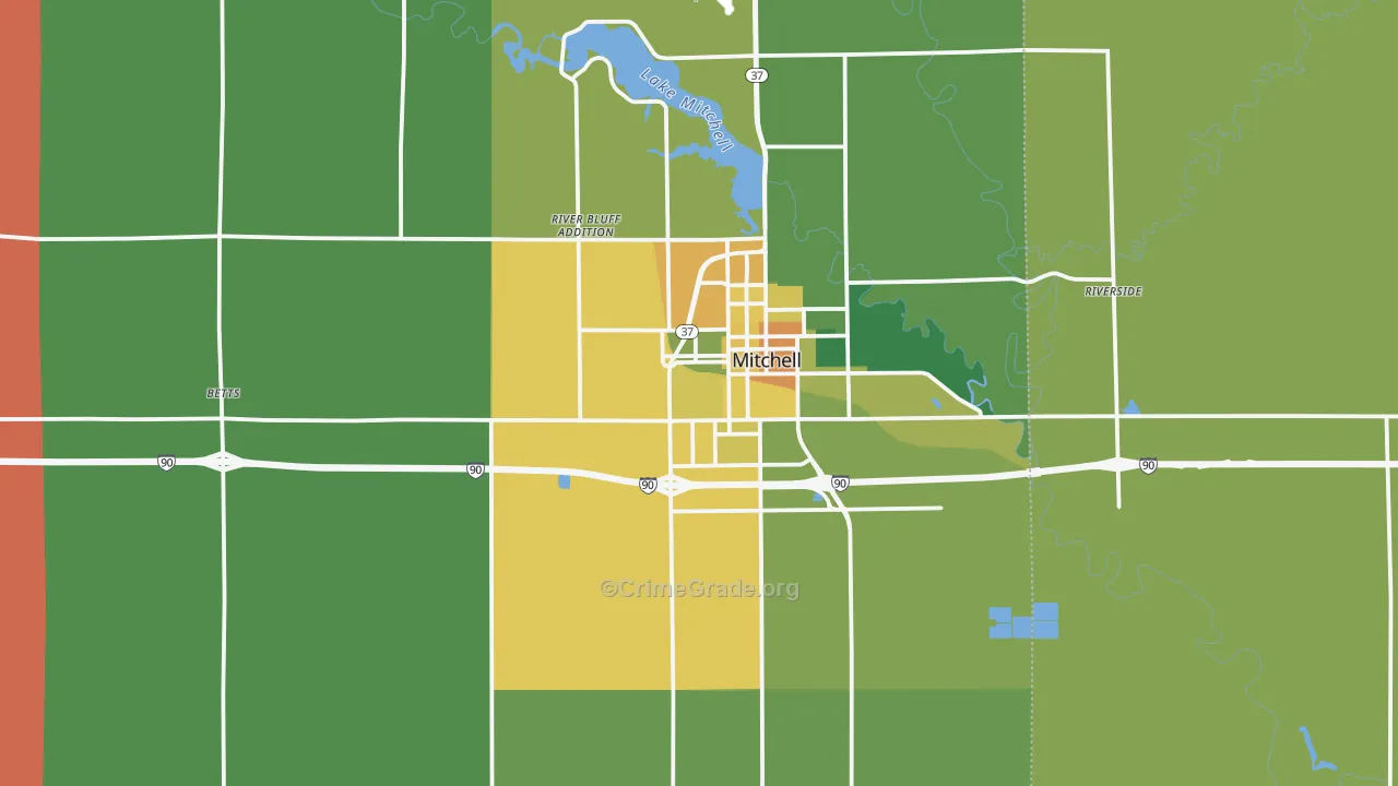 Davison County, SD Map of Vehicle Theft Rates