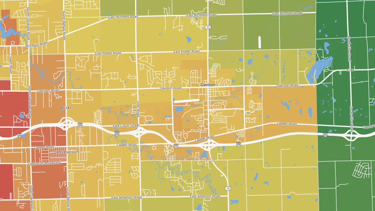 Davison, MI Map of Vehicle Theft Rates