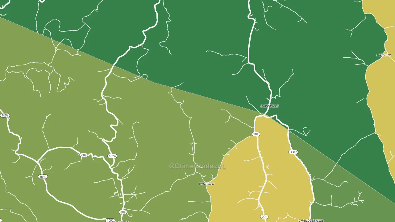 Davisville, KY Map of Vehicle Theft Rates