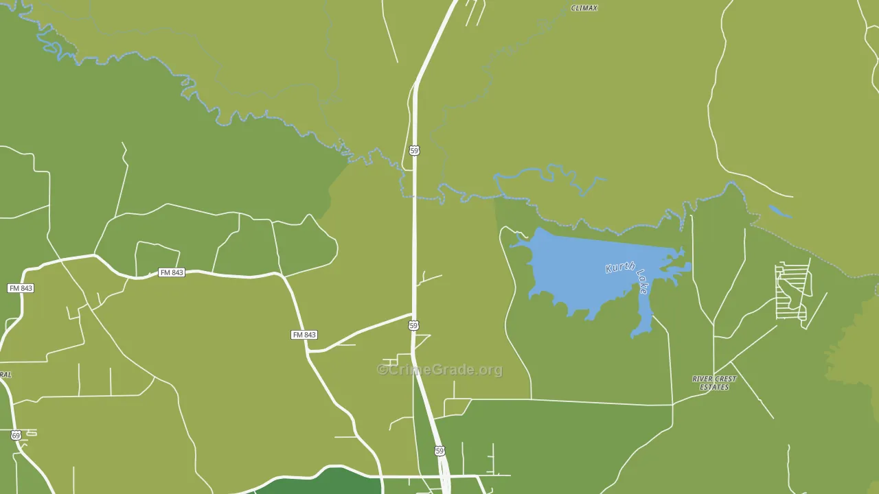 Davisville, TX Map of Vehicle Theft Rates