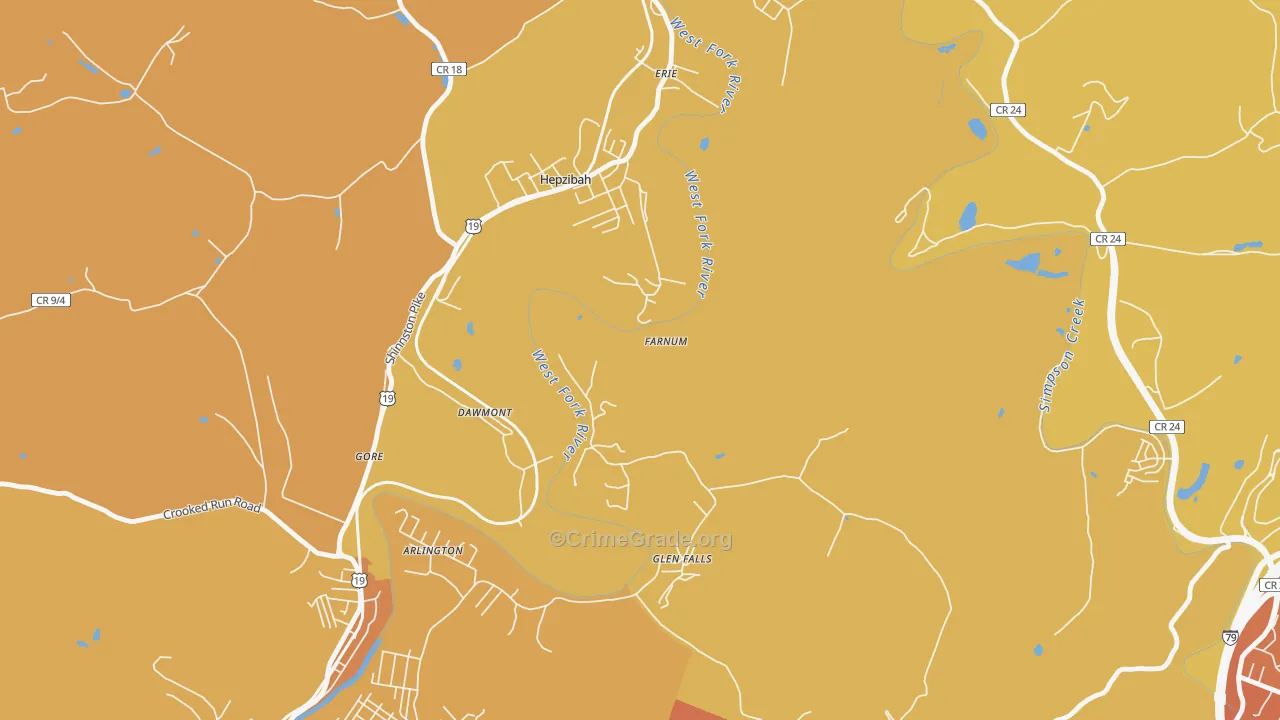 Dawmont, WV Map of Vehicle Theft Rates