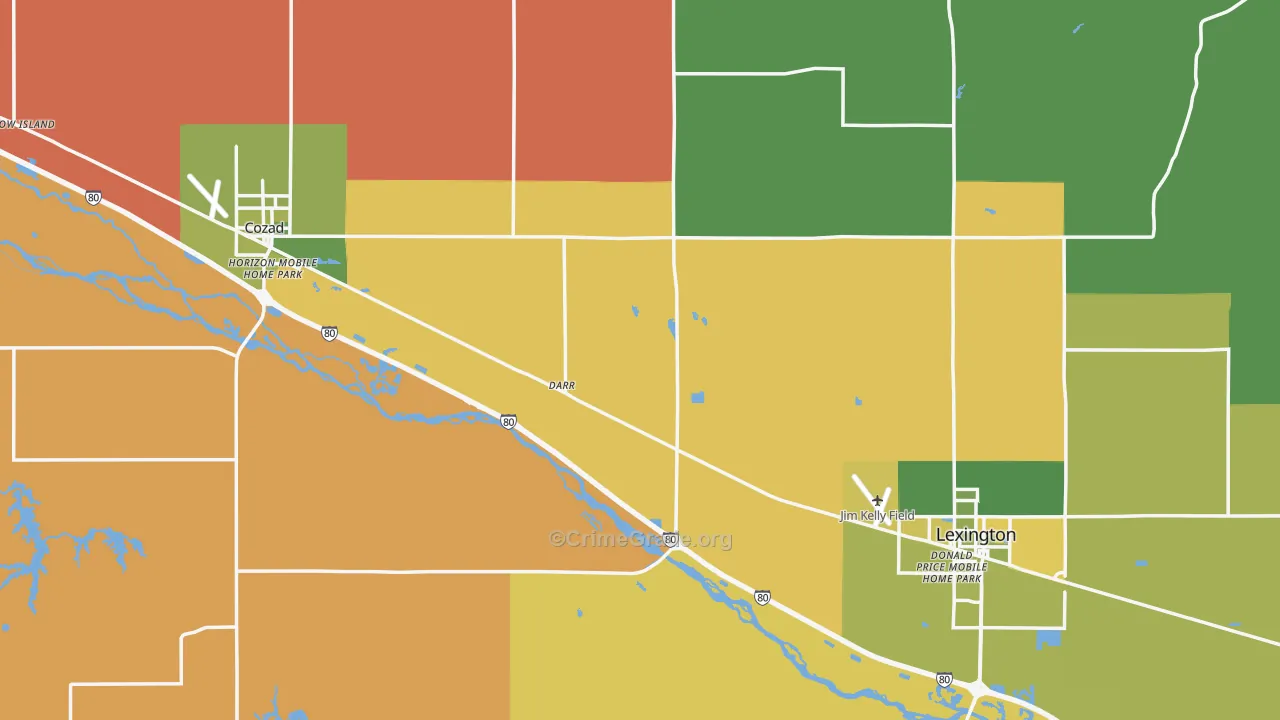 Dawson County, NE Map of Vehicle Theft Rates