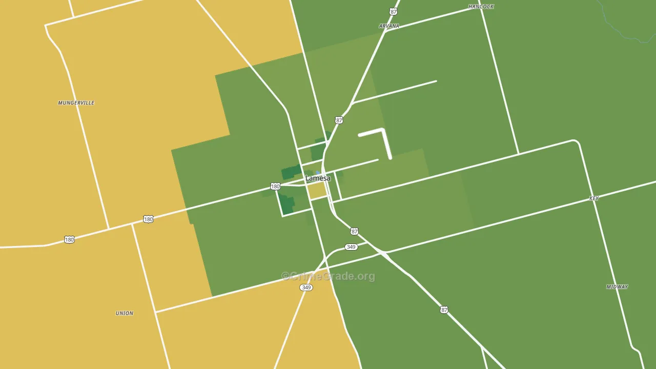 Dawson County, TX Map of Vehicle Theft Rates
