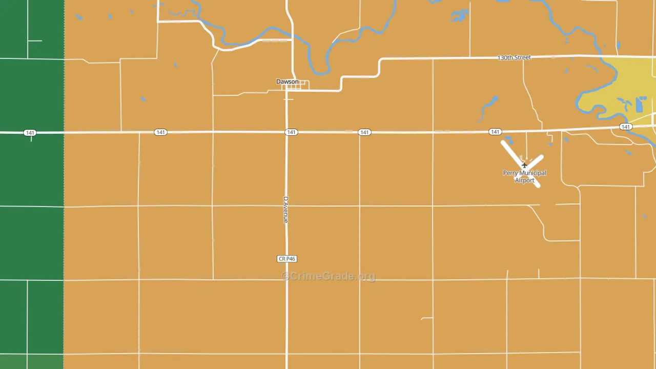 Dawson, IA Map of Vehicle Theft Rates
