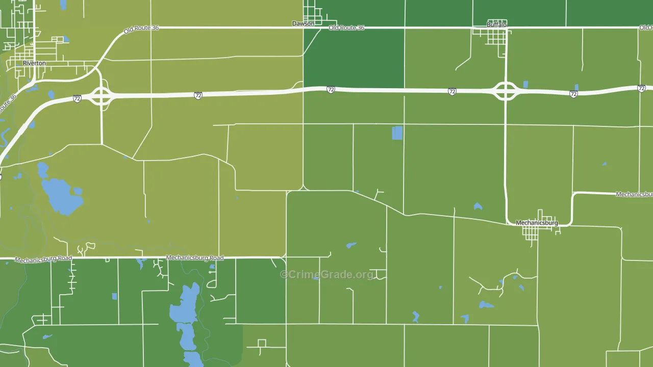 Dawson, IL Map of Vehicle Theft Rates