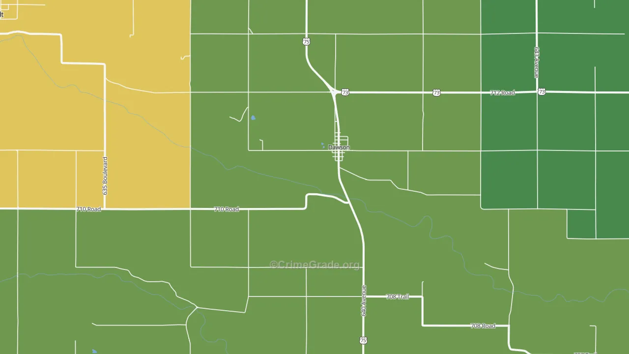 Dawson, NE Map of Vehicle Theft Rates