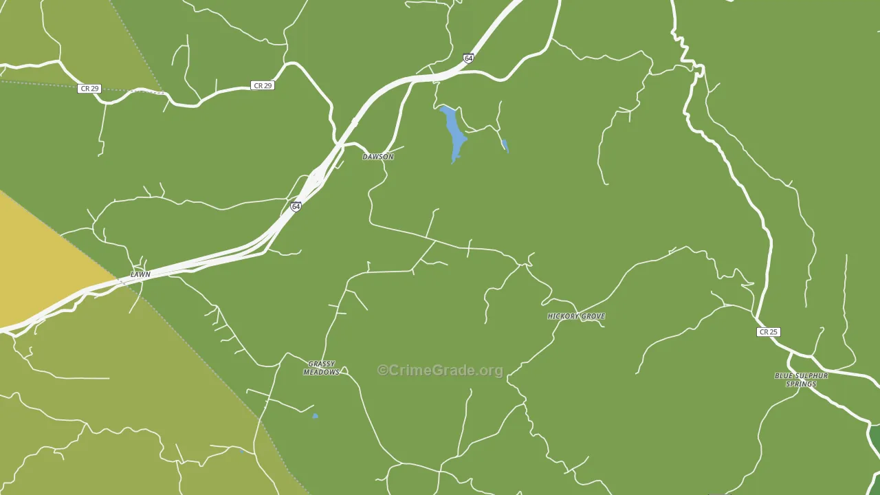 Dawson, WV Map of Vehicle Theft Rates