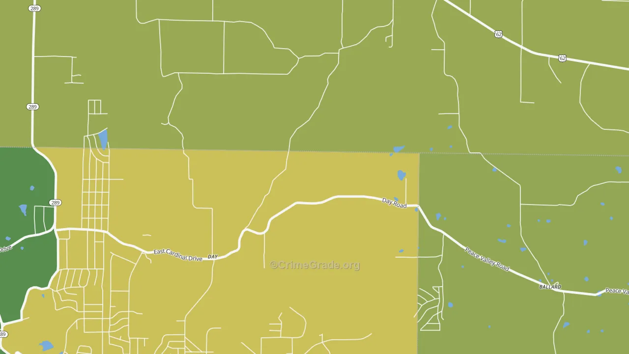 Day, AR Map of Vehicle Theft Rates