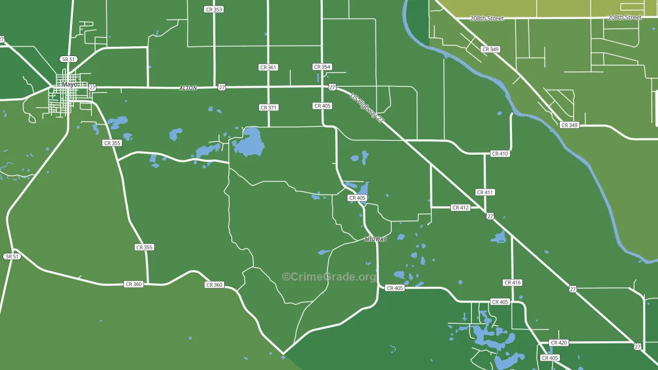 Day, FL Map of Vehicle Theft Rates