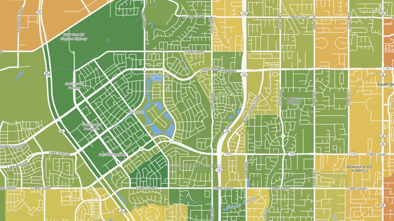 Daybreak, South Jordan, UT Map of Vehicle Theft Rates