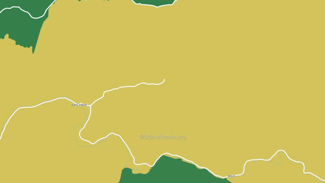 Days Creek, OR Map of Vehicle Theft Rates