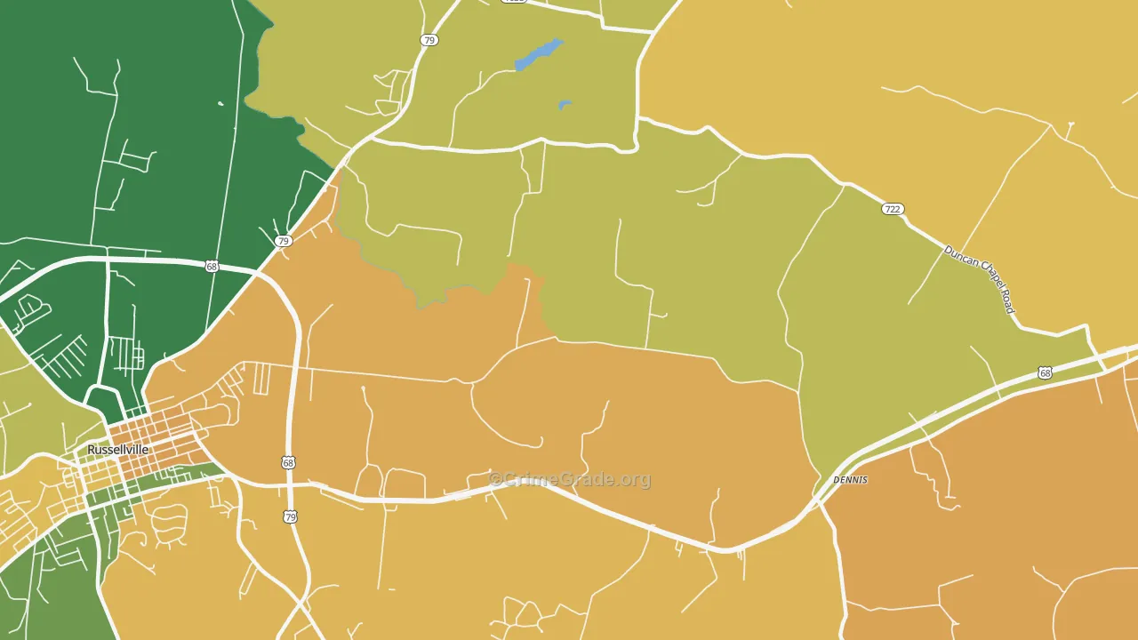 Daysville, KY Map of Vehicle Theft Rates