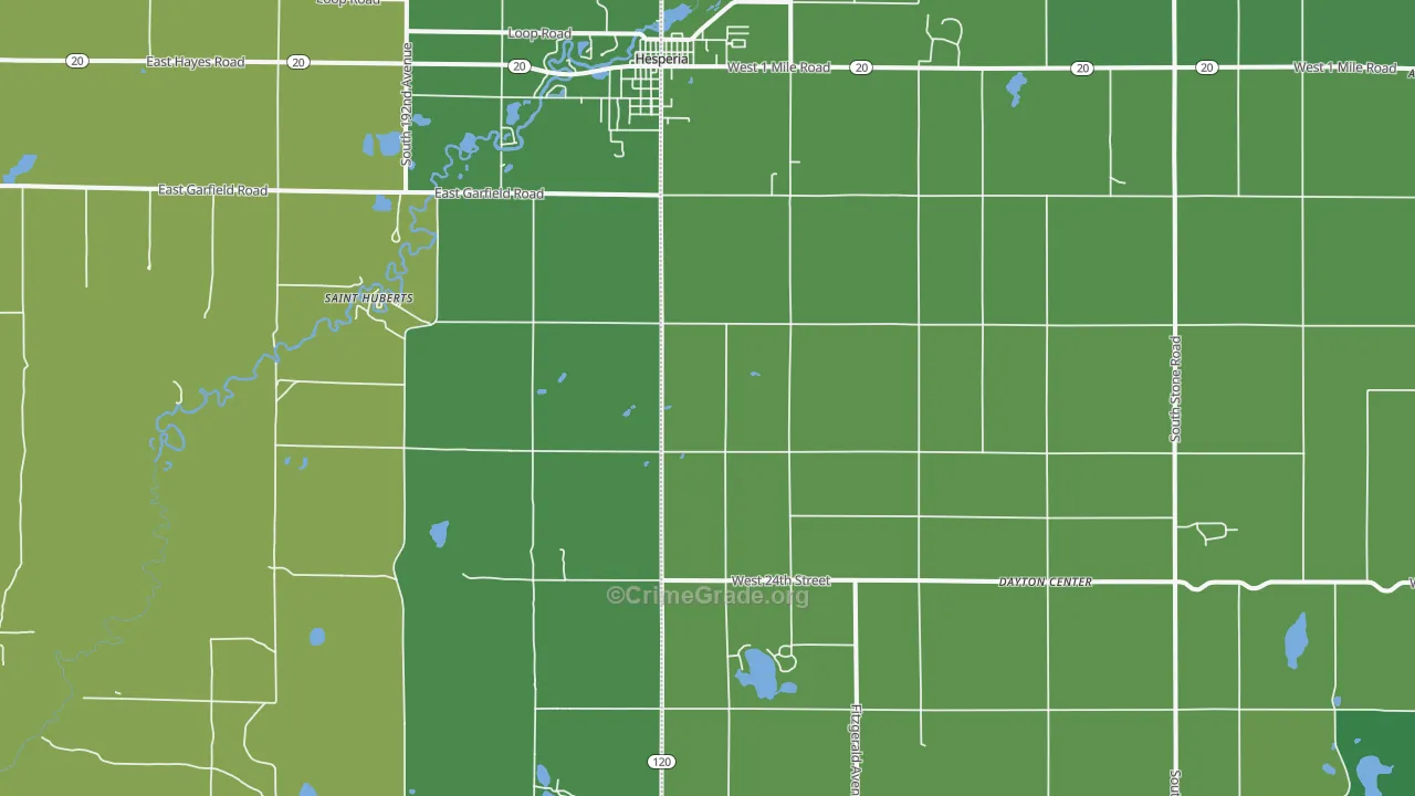 Dayton Center, MI Map of Vehicle Theft Rates