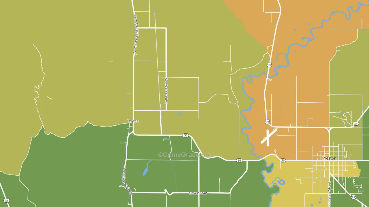 Dayton, ID Map of Vehicle Theft Rates