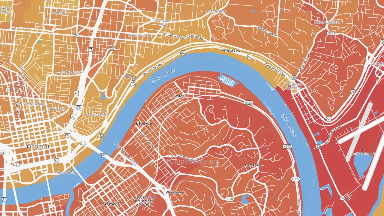Dayton, KY Map of Vehicle Theft Rates