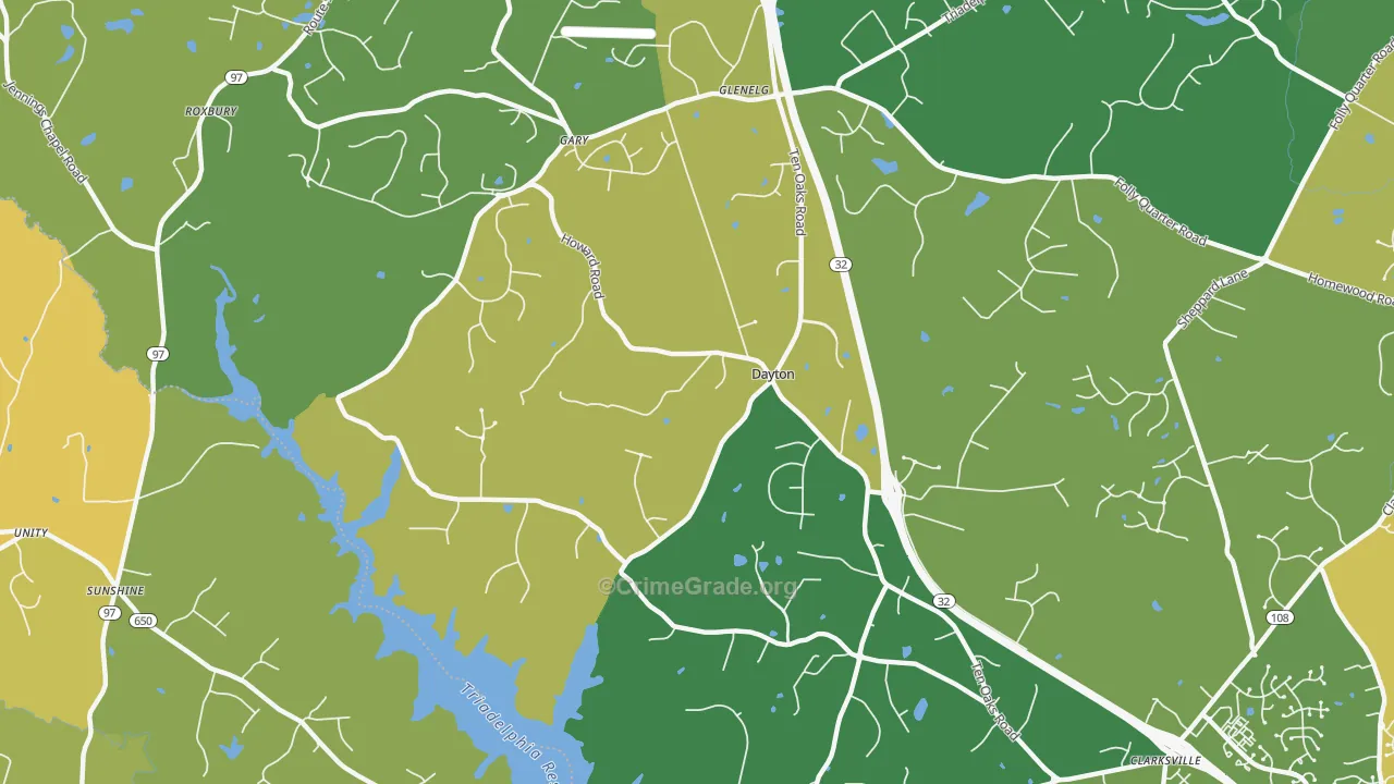 Dayton, MD Map of Vehicle Theft Rates