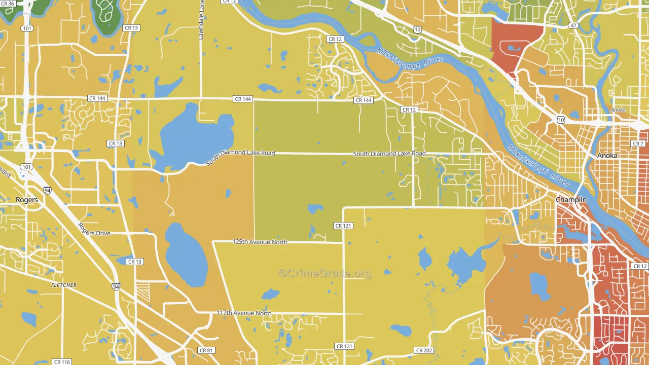 Dayton, MN Map of Vehicle Theft Rates