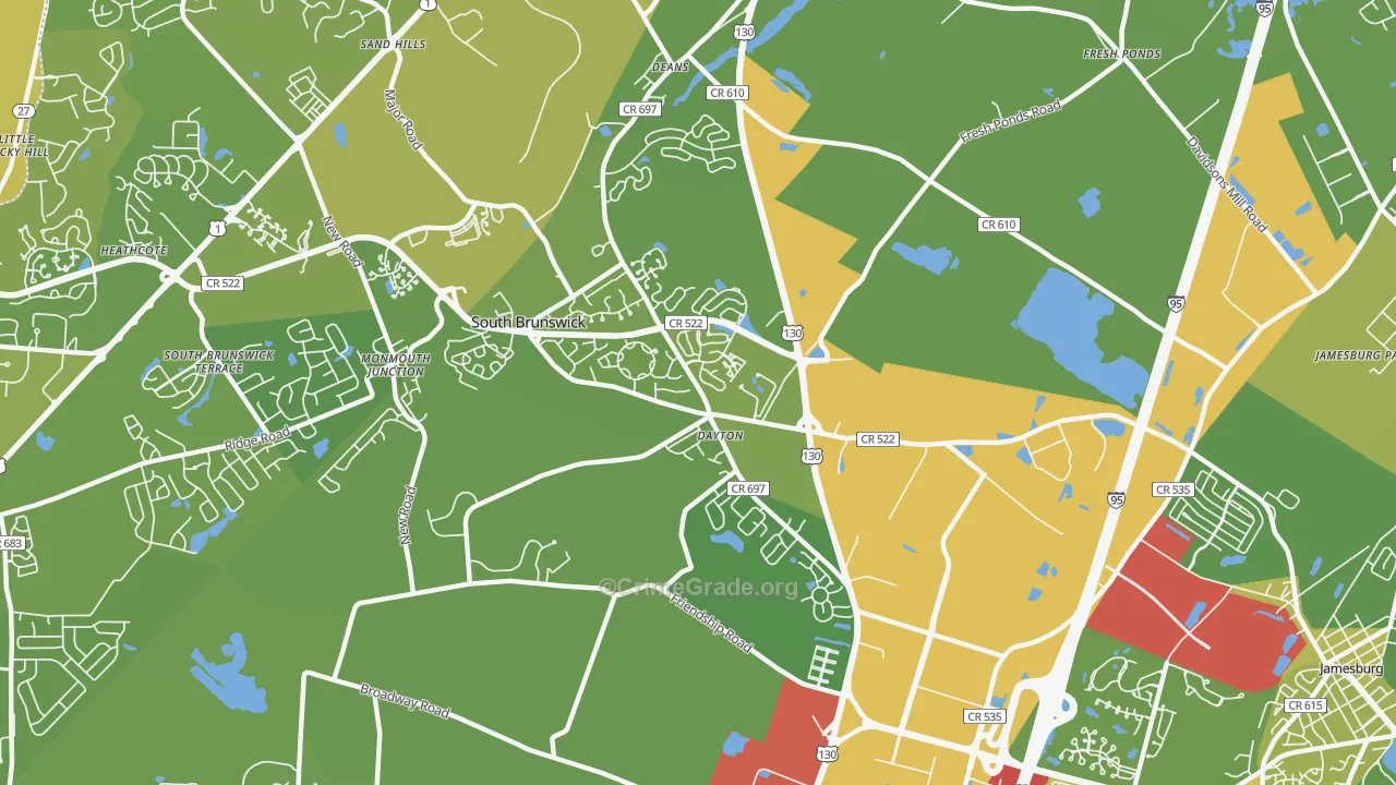 Dayton, NJ Map of Vehicle Theft Rates
