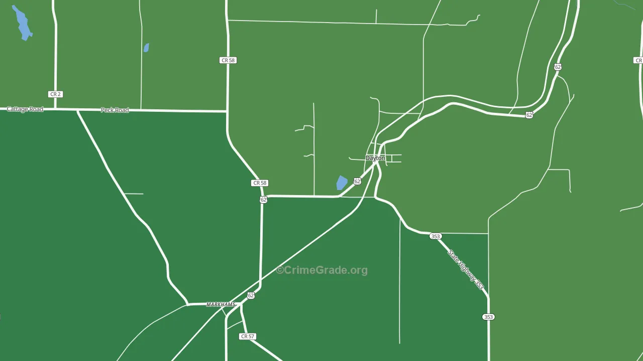 Dayton, NY Map of Vehicle Theft Rates