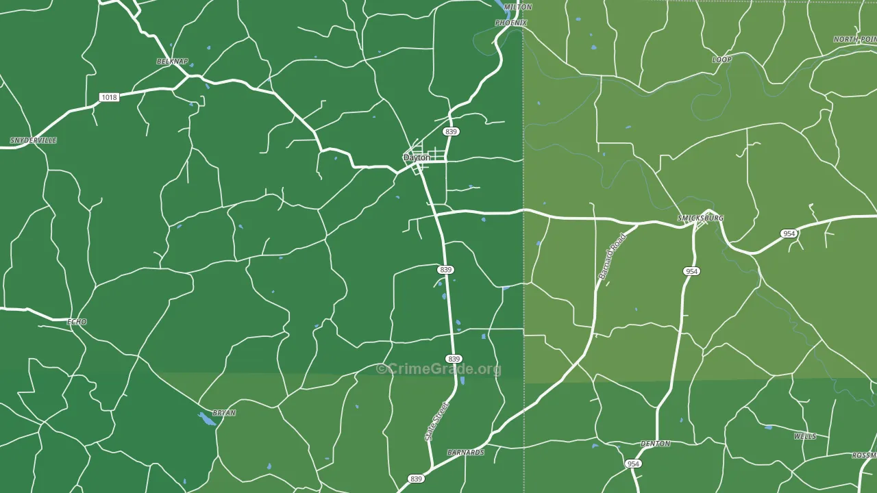 Dayton, PA Map of Vehicle Theft Rates