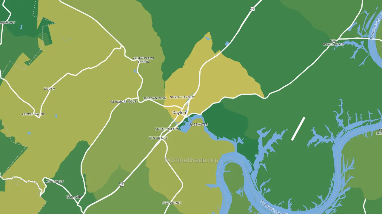 Dayton, TN Map of Vehicle Theft Rates