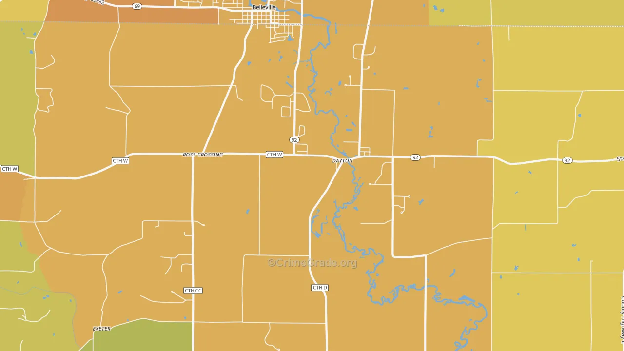 Dayton, WI Map of Vehicle Theft Rates