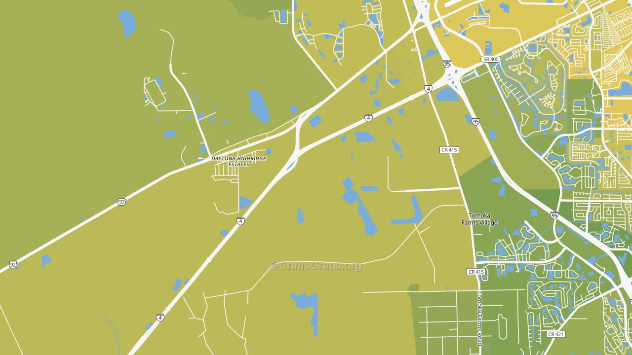 Daytona Highridge Estates, FL Map of Vehicle Theft Rates