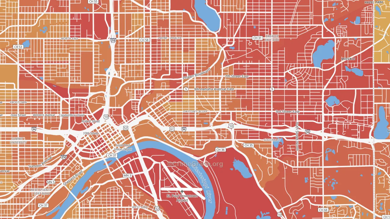 Dayton's Bluff, St. Paul, MN Map of Vehicle Theft Rates