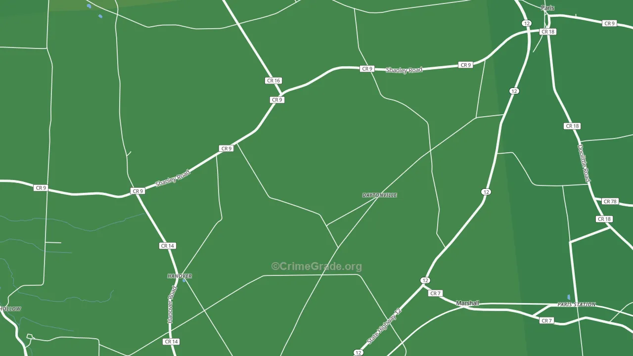 Daytonville, NY Map of Vehicle Theft Rates