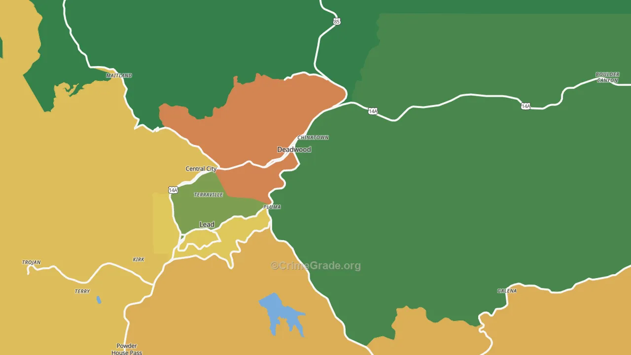 Deadwood, SD Map of Vehicle Theft Rates