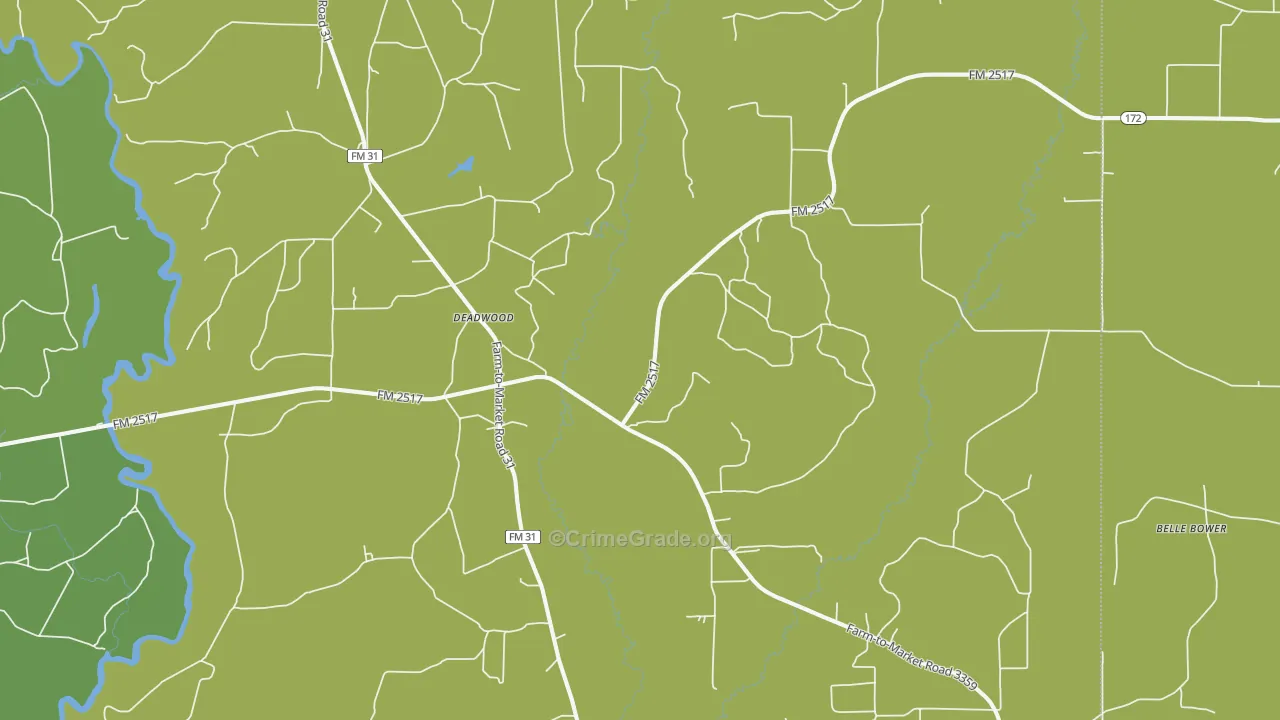 Deadwood, TX Map of Vehicle Theft Rates