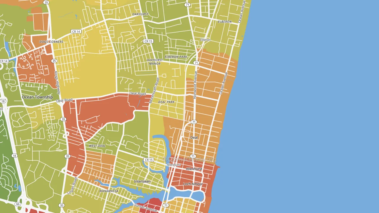 Deal, NJ Map of Vehicle Theft Rates