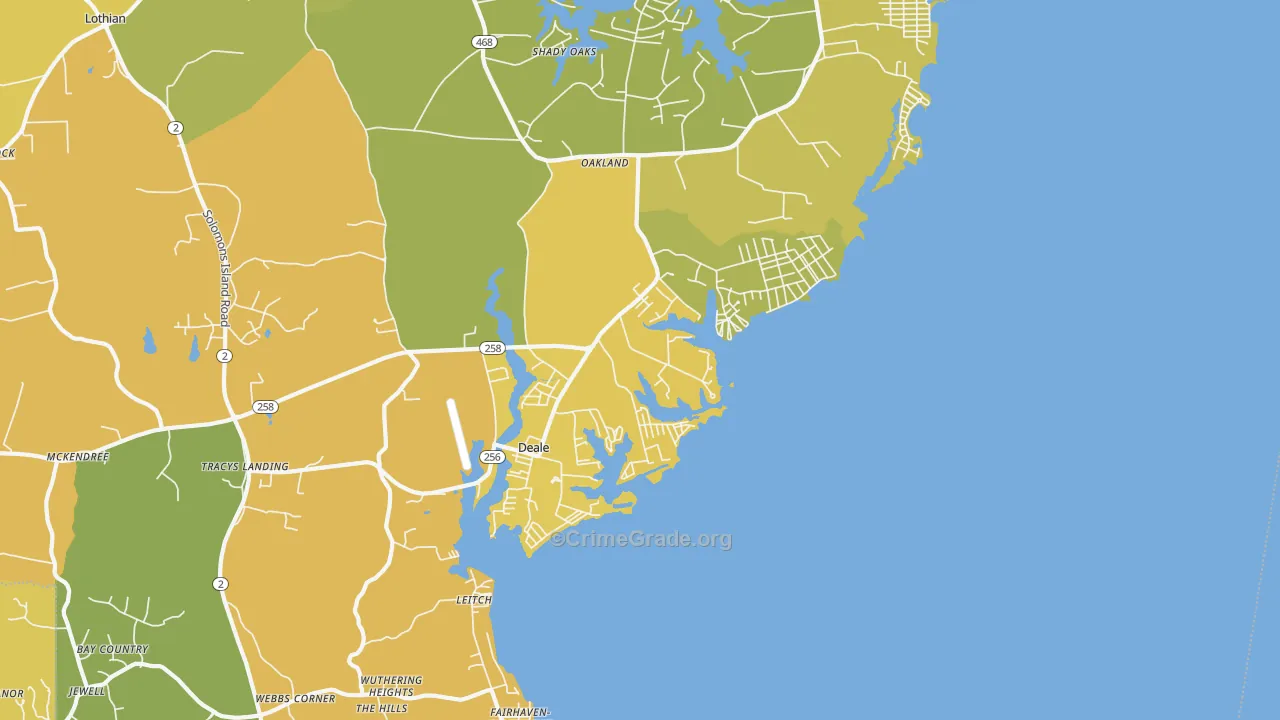 Deale, MD Map of Vehicle Theft Rates