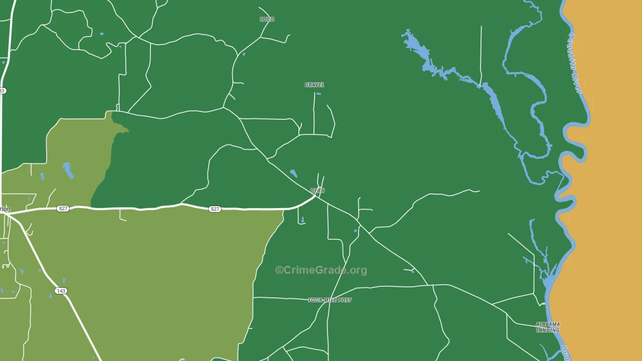 Dean, LA Map of Vehicle Theft Rates