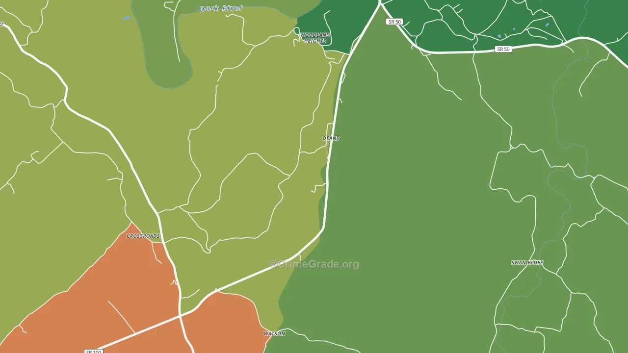 Deans, TN Map of Vehicle Theft Rates