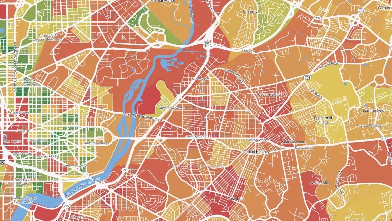 Deanwood, Washington, DC Map of Vehicle Theft Rates