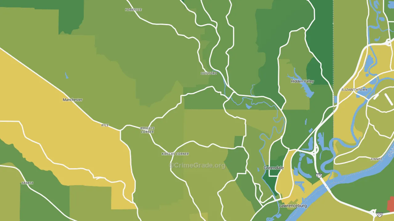 Dearborn County, IN Map of Vehicle Theft Rates