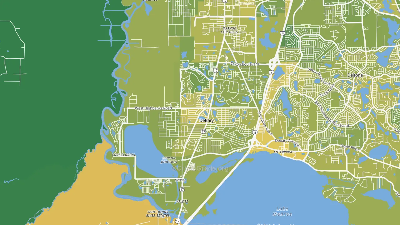 DeBary, FL Map of Vehicle Theft Rates