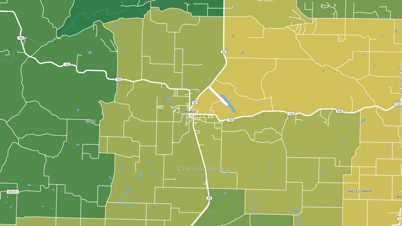 Decatur, AR Map of Vehicle Theft Rates