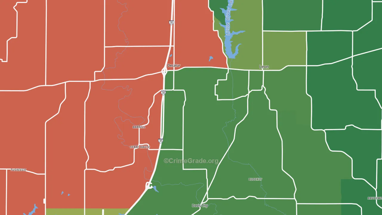 Decatur County, IA Map of Vehicle Theft Rates