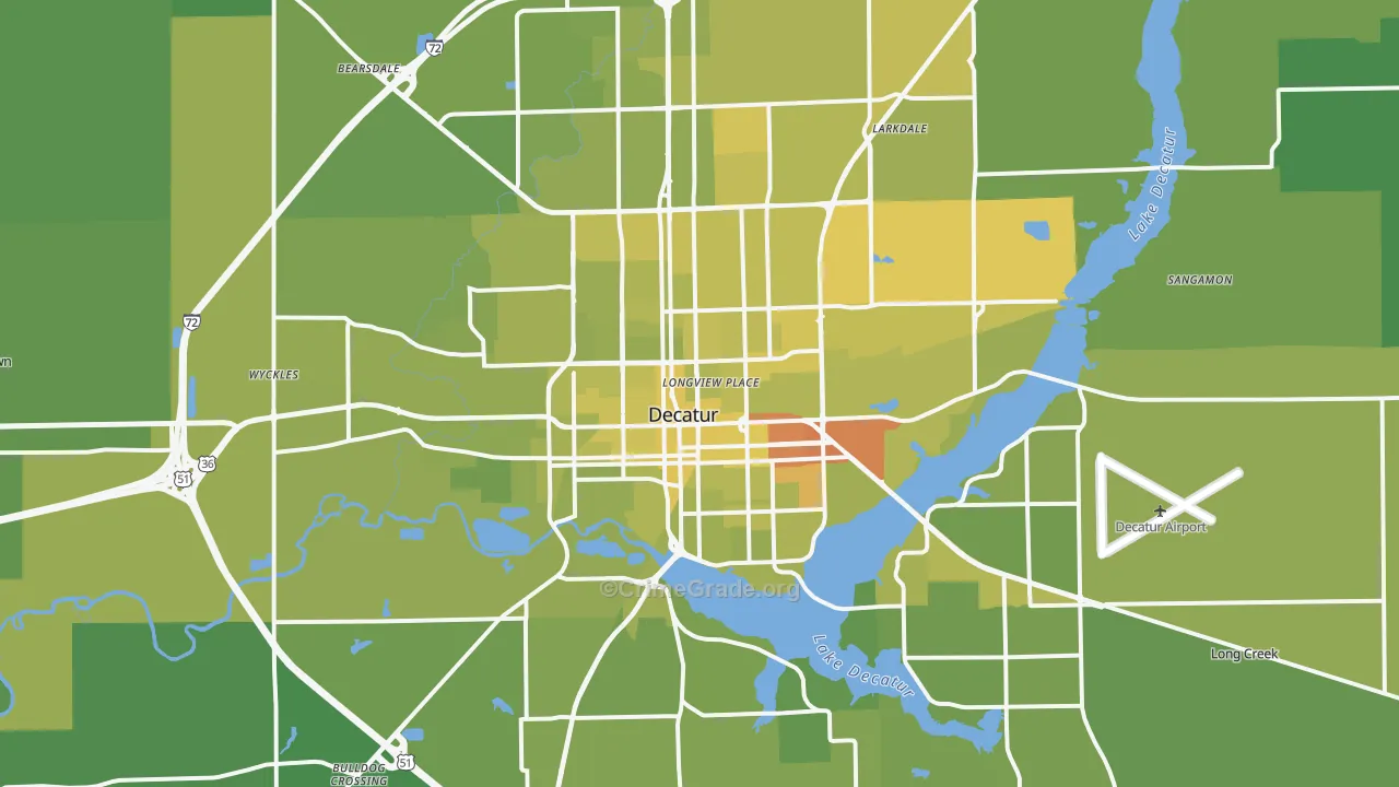 Decatur, IL Map of Vehicle Theft Rates