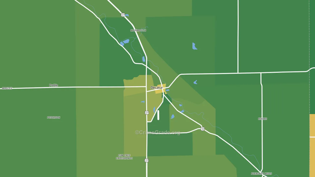 Decatur, IN Map of Vehicle Theft Rates