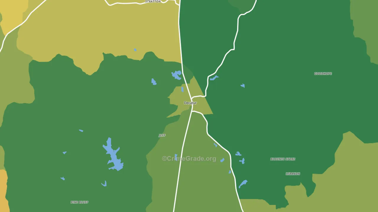 Decatur, MS Map of Vehicle Theft Rates