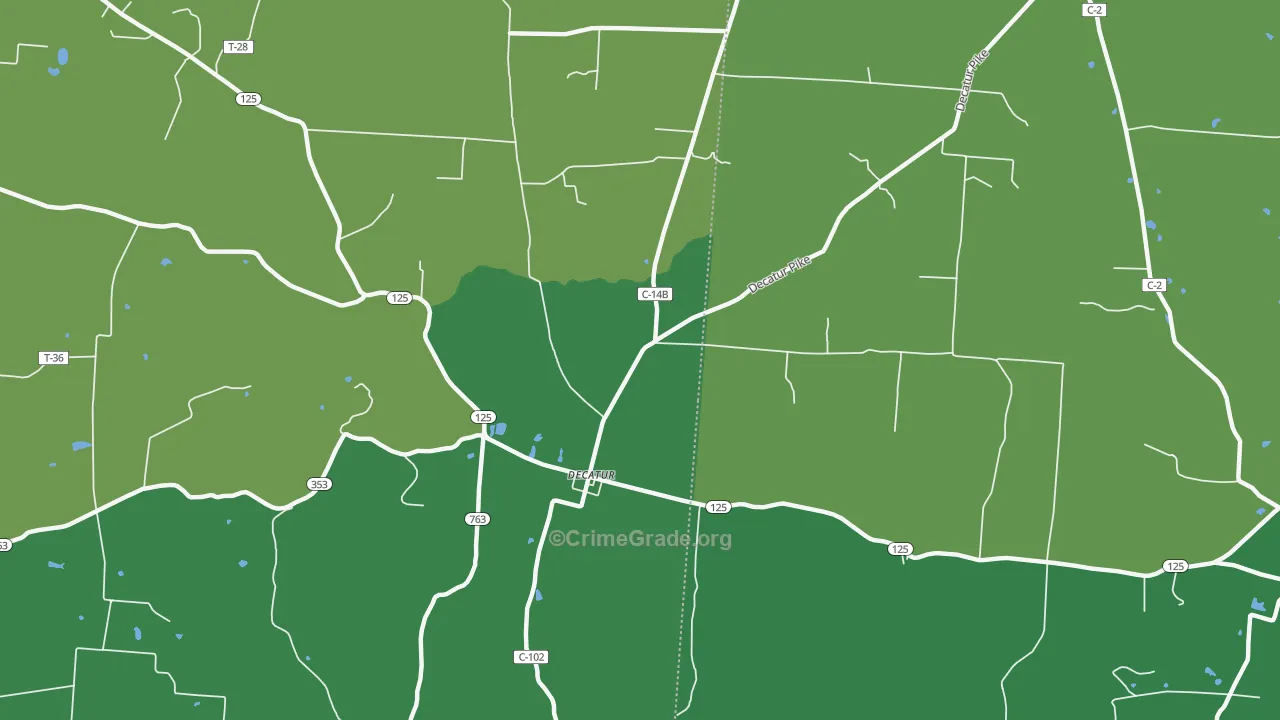 Decatur, OH Map of Vehicle Theft Rates