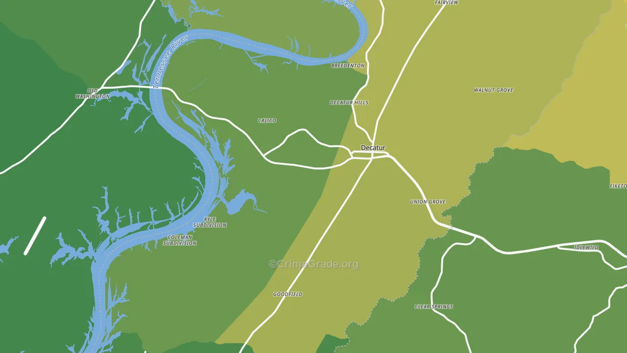 Decatur, TN Map of Vehicle Theft Rates