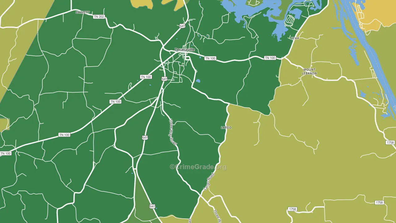 Decaturville, TN Map of Vehicle Theft Rates